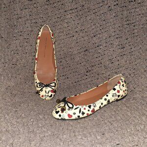 MARC BY MARC JACOBS-Animal/Card Suits Graffiti-Patent Ballet/Bow-Sz 38-Excellent